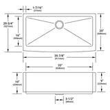 Miseno Mss3620F Apron Front 36 X 20 Stainless Steel (16 Gauge) Kitchen Sink - Includes Basin Rack And Drain