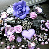 Beading Station 12 Pc Flat Back 3D Rose Cabochons Decorations ~ Jewelry Making DIY Kit/Pack (Purple Deco Kit)