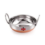 HAZEL Stainless Steel Kadai with Copper Bottom | 1.8 litres Steel Kadai | Kadhai Steel Stainless
