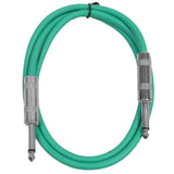 Seismic Audio - SASTSX-3 - 3 Foot TS 1/4 Guitar, Instrument, or Patch Cable Green