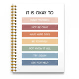 RUNMESS Boho Mental Health Notebooks College Ruled 5.58.3,Rainbow Inspirational Spiral Notebooks for Work, Positive Affirmatio