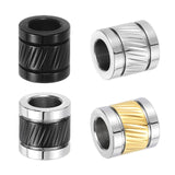 PATIKIL Stainless Steel Big Hole Silver-Gold/Silver/Black/Silver-Black Paracord Column Beads 4pcs Grooved Tube Loose Column Spac