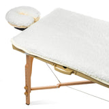 Saloniture Fleece Massage Table Pad & Face Cradle Set Soft and Comfortable 1/2 Thick Facial Bed and Headrest Cover Natural
