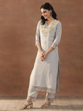 Libas Women'S Cotton Blend Kurta Set (48734_Grey_L)