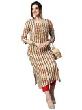 Gosriki Women'S Cotton Blend Straight Printed Kurta With Pant Set (Parjapati Cream-Gs_S_Cream_Small),Cream,,B0CK5WNY6X