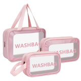 Melgoza 3Piece Set Of Clear Makeup Pouches Waterproof Toiletry Bags For Women & Girls, Travel Cosmetic Organizers, MultiFunc