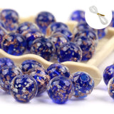 100PCS 8mm Glow in The Dark Beads Royal Blue Glow in The Dark Bead Glass Crystal Round Beads 1.5~2mm Hole with Rope for DIY Jewe
