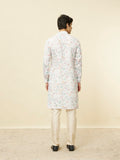 Manyavar Men'S Delicate White Bel Buti Printed Kurta (Xxl)