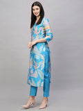 Gosriki Women'S Rayon Blend Straight Printed Kurta With Pant (Jonaki Blue-Gs_L_Blue_Large),Blue,,B0CSG5X7X2