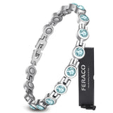 Feraco Magnetic Bracelet for Women Titanium Steel Magnetic Bracelets with Gorgeous Sparkling Cubic Zirconia Costume Jewelry Chri