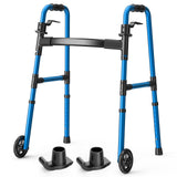 Loyoda Folding Walker with 2 Skis and 5 Wheels, Lightweight Walkers for Seniors and Adults, Supports Up to 350 Pounds, Adjustabl