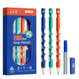 SAMVARDHAN 2mm HB Grip Mechanical Pencil with Sharpener ExtraThick Lead Holder with Triangular NonSlip Grip, Includes 3 Penc