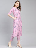 Libas Women'S Cotton Printed Regular Fit Kurta Set (6410F_Purple Purple L