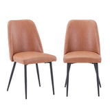 Jofran Maddox Mid-Century Modern Faux Leather Upholstered Dining Chair Set Of 2, Light Brown