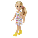 Barbie Chelsea Doll (Blonde) Wearing Rainbow-Print Dress And Yellow Shoes, Toy For Kids Ages 3 Years Old & Up