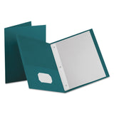 Oxford 57755 TwinPocket Folders with 3 Fasteners, Letter, 1/2Inch Capacity, Teal, 25/Box