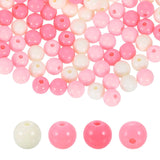 HARFINGTON 100pcs Cream Pink Acrylic Round Beads 8mm Dia 1.9mm Hole Plastic Resin Smooth Balls Loose Bead for Jewelry Making Bra