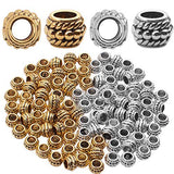 Large Hole Beads,100pcs 8mm Tibetan Barrel Spacer Beads European Charms Beads with 4mm Hole for Bracelet Necklaces Jewelry Makin