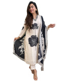 Anni Designer Women'S Cotton Blend Straight Printed Kurta With Pant & Dupatta (Reeka Cream-Nw_Xxl_Cream_Xx-Large),Cream,2XL