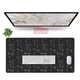 Black Bow Mouse Pad, Extra Large 31.5 x 15.7in Black Mouse Pad with Bows, Full Desk Mat Keyboard Mat Cute Girly Computer Pad Hom