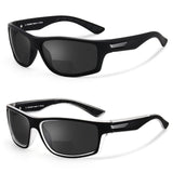 Missfive 2-Pack Mens Ultimate Bifocal Sunglasses with Readers Built In Sporty Upgraded Wrap Frame, UV400 Protection Driving & Re