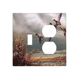 Thsanju Rustic Wild Ducks Hunting Flying 2 Gang Combin 1 Toggle/1 Duplex Light Switch Cover Plate Decorative Gfci Wall Plate Rec