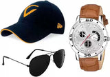 Sba Prime 3Pcs/Set MenS Gift Set Men And Boys Watch, Cap & Sunglasses Combo Set Birthday Present, Pack Of 3, 6009