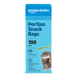 Amazon Basics Portion Snack Bags, Double Zipper Seals in Freshness, 3.5 x 5.9, 100 Count