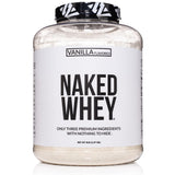 Naked Vanilla Whey Protein Powder - All Natural Grass Fed Whey Protein Powder, Vanilla Flavor, Organic Coconut Sugar, 5Lb Bulk,