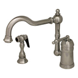 Whitehaus 33190C 9 Legacyhaus single lever handle faucet with traditional swivel spout and solid brass side spray Polished