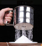 Stainless Steel Flour Sifter with Hand Press Handle, Fine Mesh Atta Channi & Maida Sieve for Baking, Multipurpose Kitchen Strain