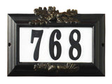 QualArc Edgewood Misty Oak Lighted Address Plaque In Black With Gold Antiquing Frame Color