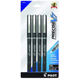 Pilot, Precise V7, Capped Liquid Ink Rolling Ball Pens, Fine Point 0.7 mm, Black, Pack of 4