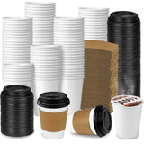 Ginkgo 100-Pack 8 oz Thickened Disposable Coffee Cups with Lids and Sleeves, To Go Cups for Hot Beverages, Perfect for Hot Coffe