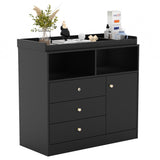 Hipicute Nursery Dresser with Changing Table Top - Tall Wooden Diaper Changing Station with 2 Open Shelves, 3 Drawers, and 1 Cab