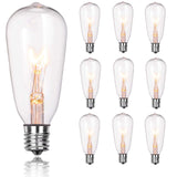 Jasneniebo 10-Pack Edison Replacement Light Bulbs, 7W E17 Screw Base ST40 Replacement Clear Glass Light Bulbs for Outdoor Patio