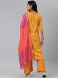 Gosriki Women'S Rayon Cotton Straight Foil Printed Kurta Palazzos And Dupatta (Client-Yellow-New_Xxl-Yellow_Xx-Large),Yellow,2,B098NZCF2Y