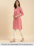 Rangita Pink Rayon Knee Length Printed Straight Kurti For Women | Kurta For Women_Xl Pink Xl 642225855400G