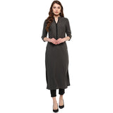 ZIYAA Women Synthetic Solid Straight Kurta (ZIKUCR2108-XL) Grey