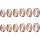 SUNNYCLUE 1 Box 12Pcs Stainless Steel Ring Blanks Grooved Finger Ring Blanks Settings Rose Gold US Size 7/8/9/10/11/12 Inlay Fin