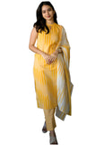 Anni Designer Women'S Rayon Viscose Straight Printed Kurta With Pant & Dupatta (Dabiman Yellow_L_Yellow_Large),Yellow,L