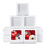 XINHPKGG 50pcs 5x5x2.5 Inch Cookie Boxes with window Bakery Boxes Dessert Treat Box Chocolate Covered Strawberries Box for Weddi
