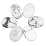 Loveliome 18x25 mm Oval Cabochons Flatback Crystal Healing Stone for Jewelry Making DIY Pack of 6, White Howlite Turquoise