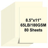Cardstock 8.5 X 11, 80 Sheets Cream Card Stock, 65lb/ 180gsm Copy Paper, Cardstock Printer Paper for Art, Drawing, Invitations,