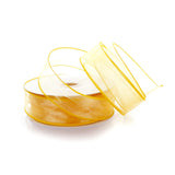 Ribbon Traditions 1.5 Wired Sheer Organza Ribbon Yellow Gold 50 Yards