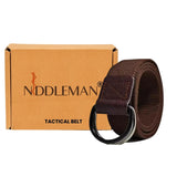 Niddleman MenS Double Metal Ring Belt | Lightweight Adjustable Belt For Casual And Formal Outfits | Fabric Strap With Leather Lo