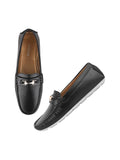 Shoetopia Upper Buckle Detailed Black Loafers For Women & Girls /Eu41,Black,8,B0DM64HX4J