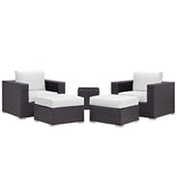 Modway Convene Wicker Rattan 5Piece Outdoor Patio Furniture Set in Espresso White