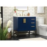 Elegant Decor Indoor Modern Under Sink Bathroom Fixtures Storage Organizer Cabinet 42 Inch Single Bathroom Vanity - Green