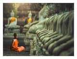 Young Buddhist Monk Praying, Thailand-Paper Art-26,,X20,,